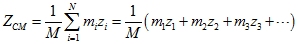 z center of mass sum equation
